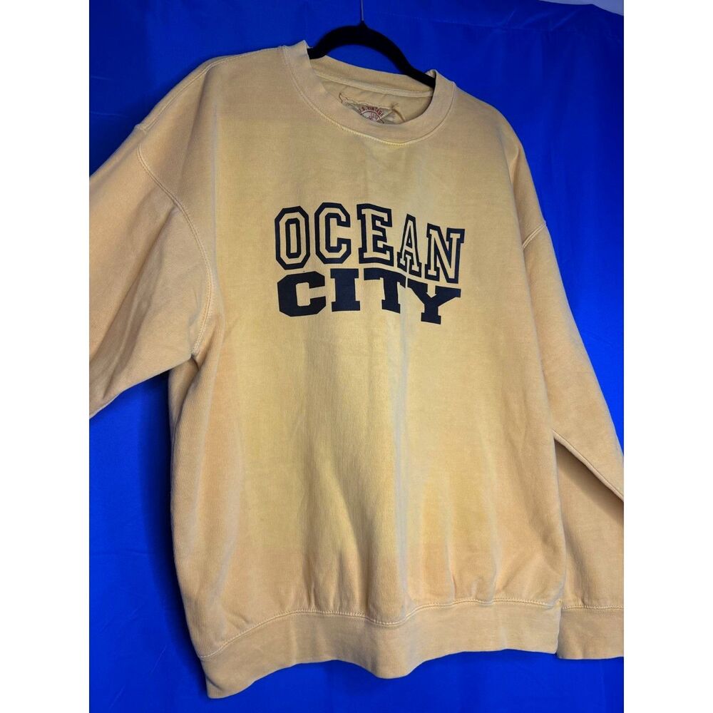 Unisex Ocean City Mustard Yellow Graphic Crewneck Sweatshirt Loungewear - XL - Picture 3 of 5